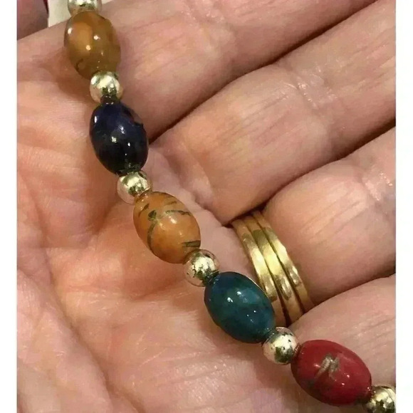 Vintage Unique Chunky‎ Beaded Necklace Multicolored Marbled Beads Grandmacore - Picture 7 of 15